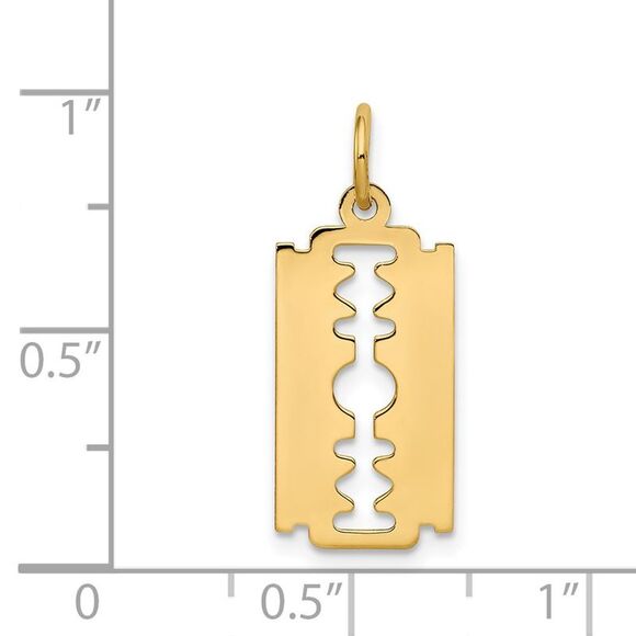 14k Yellow Gold Polished Razor Blade Charm
